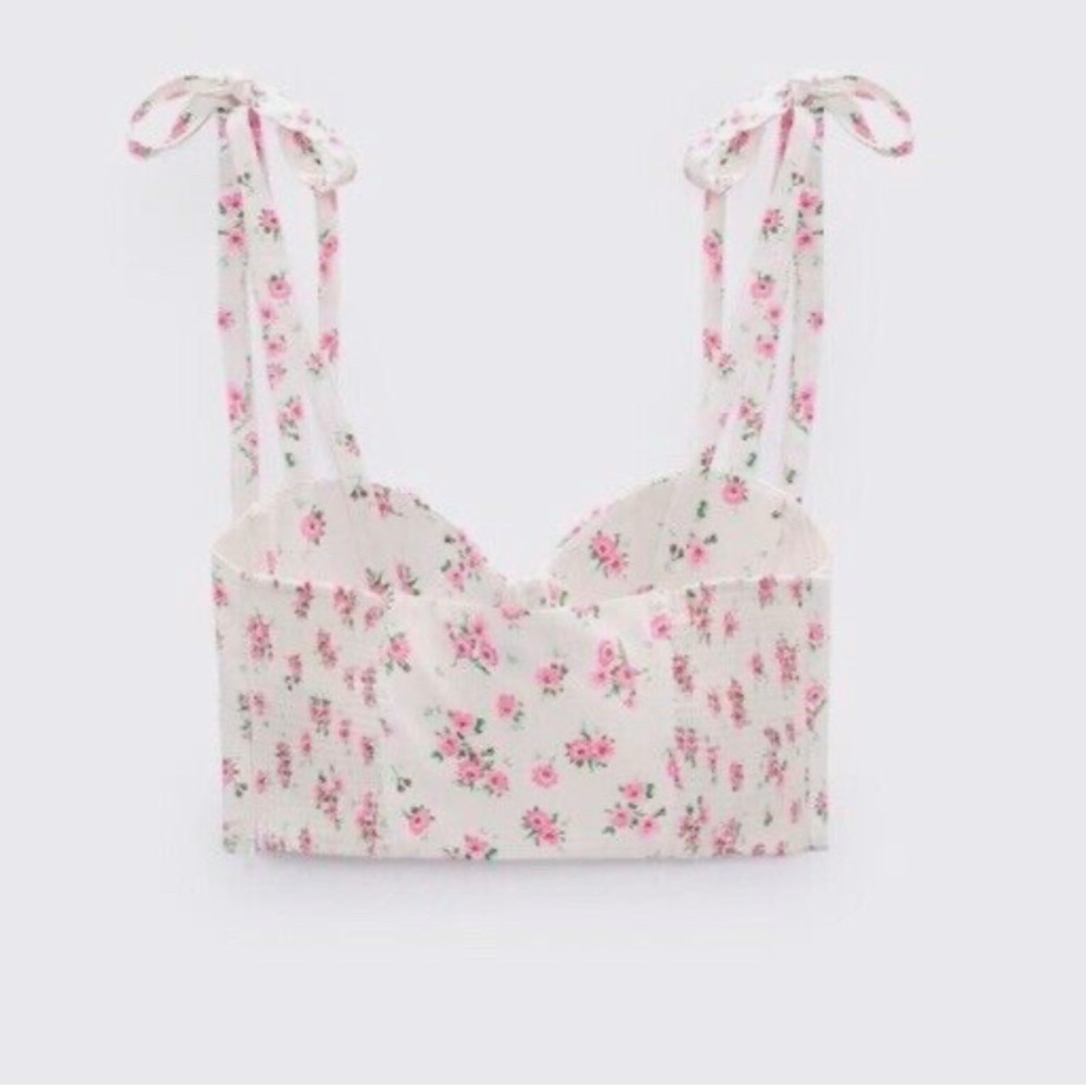 Zara Floral Tie-Strap Corset Top - Picture 3 of 7